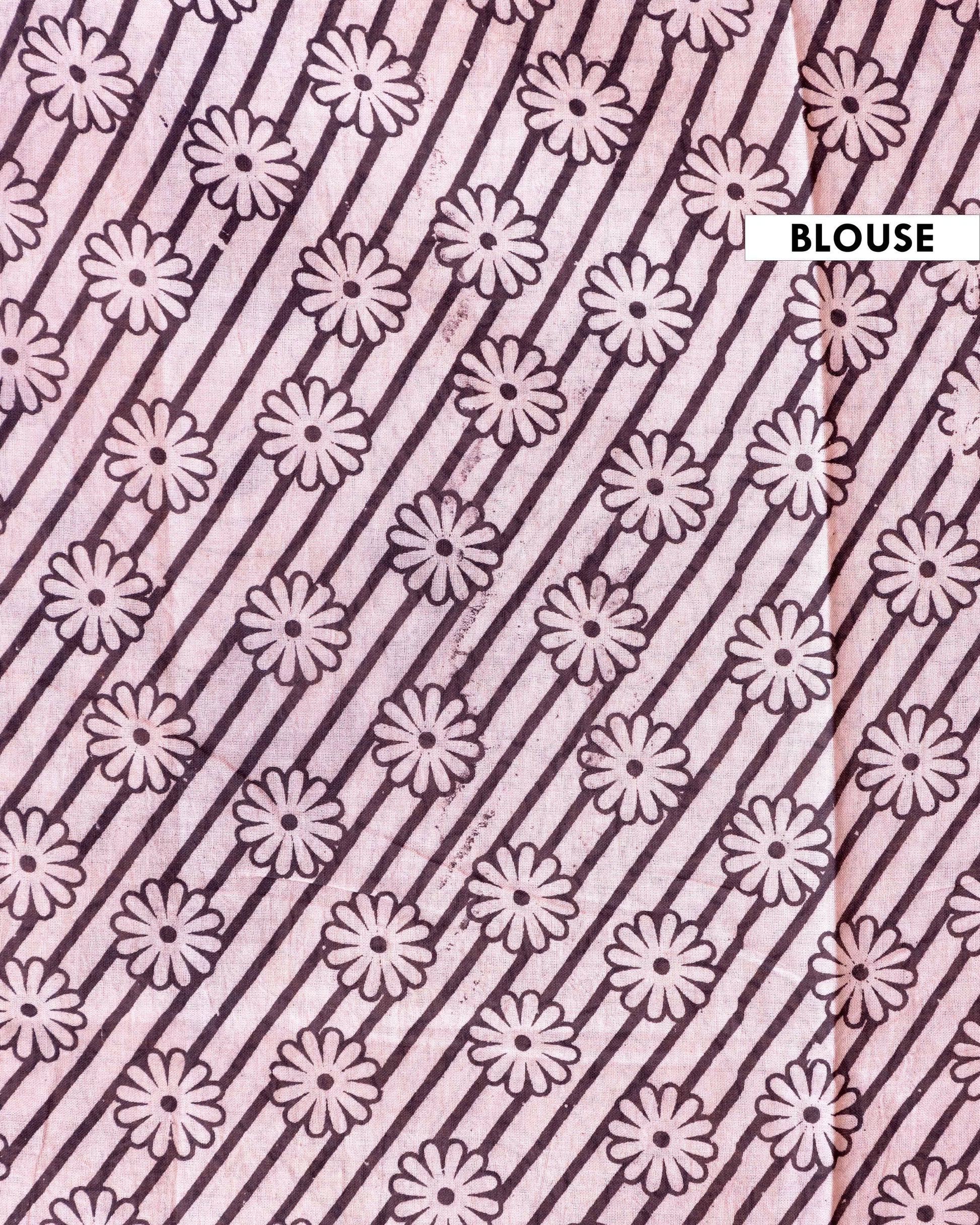 Traditional Kalamkari Cotton Saree with Intricate Floral and Cow Prints - Dark Grey