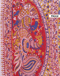 Traditional Kalamkari Cotton Saree with Intricate Floral and Leaf Motifs - Mustard
