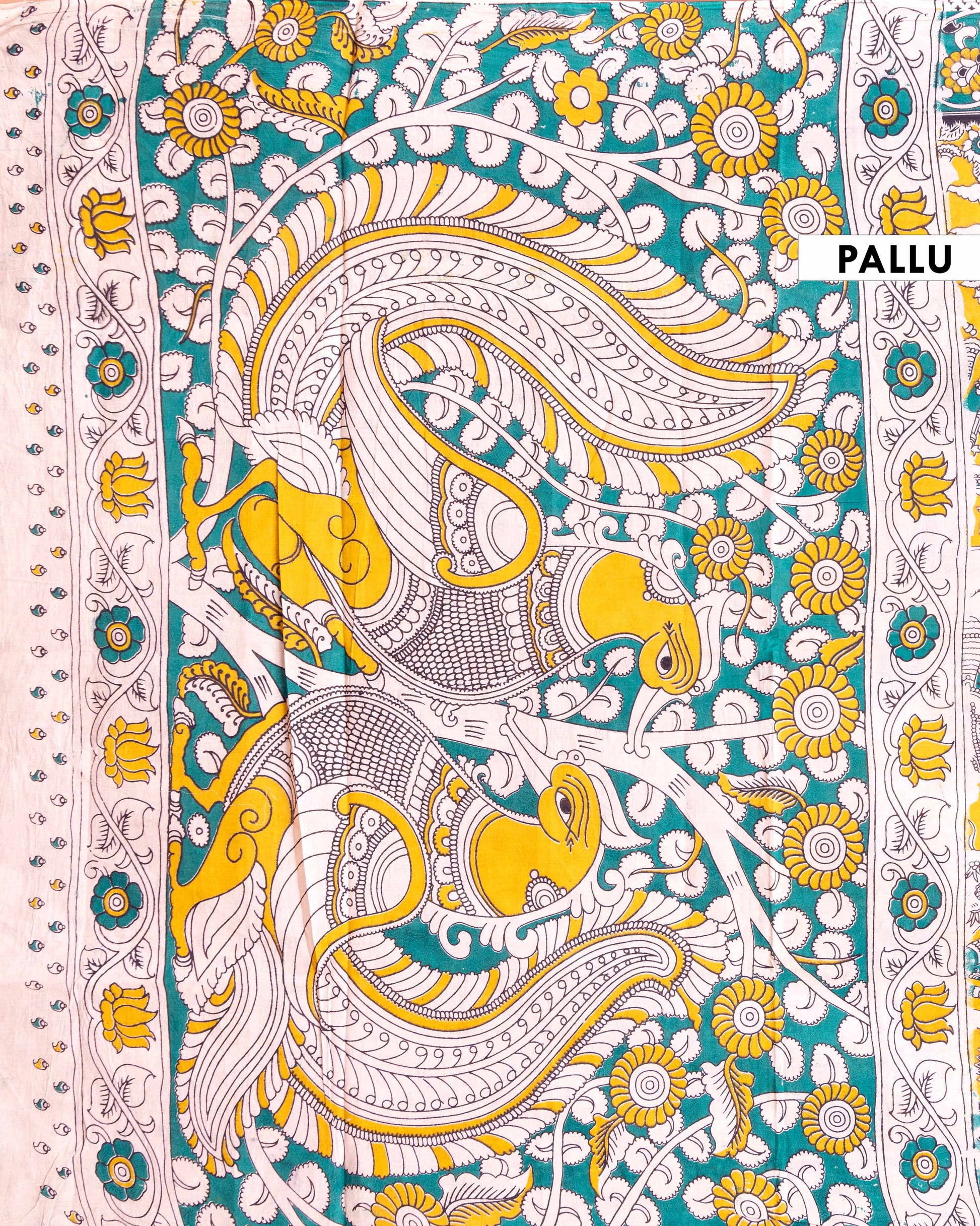 Traditional_Kalamkari_Cotton_Saree_with_Mythological_Motifs_-_Orange-blouse