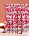 Traditional Kalamkari Cotton Saree with Nature-Inspired Motifs - Red