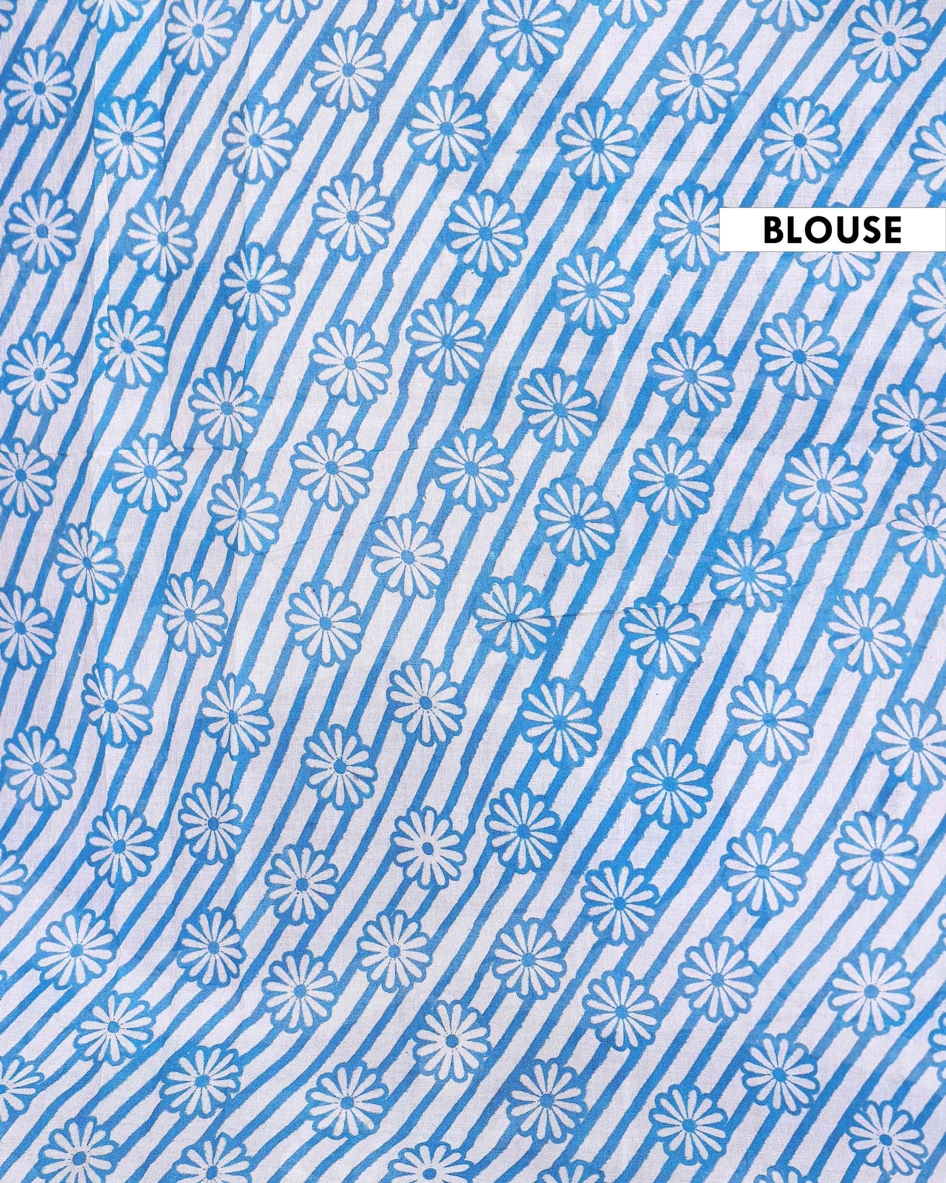 Traditional Kalamkari Cotton Saree with Traditional Botanical Motifs and Border Detail - Off White