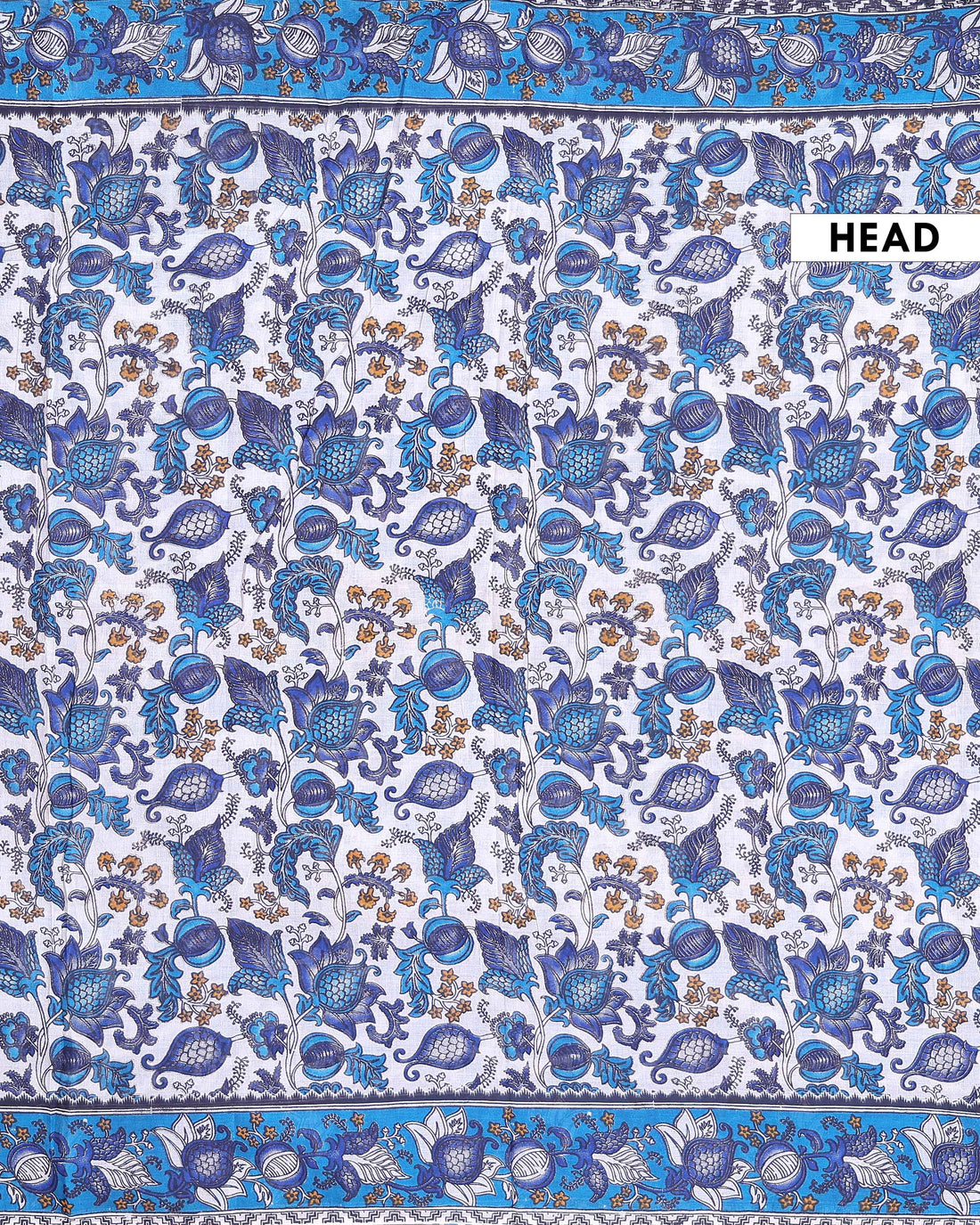 Traditional Kalamkari Cotton Saree with Traditional Botanical Motifs and Border Detail - Off White