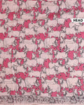 Traditional Kalamkari Cotton Saree with Traditional Cow Motif Artwork - Pink