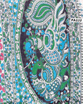 Traditional Kalamkari Cotton Saree with Traditional Floral and Leafy Motifs - Pallu