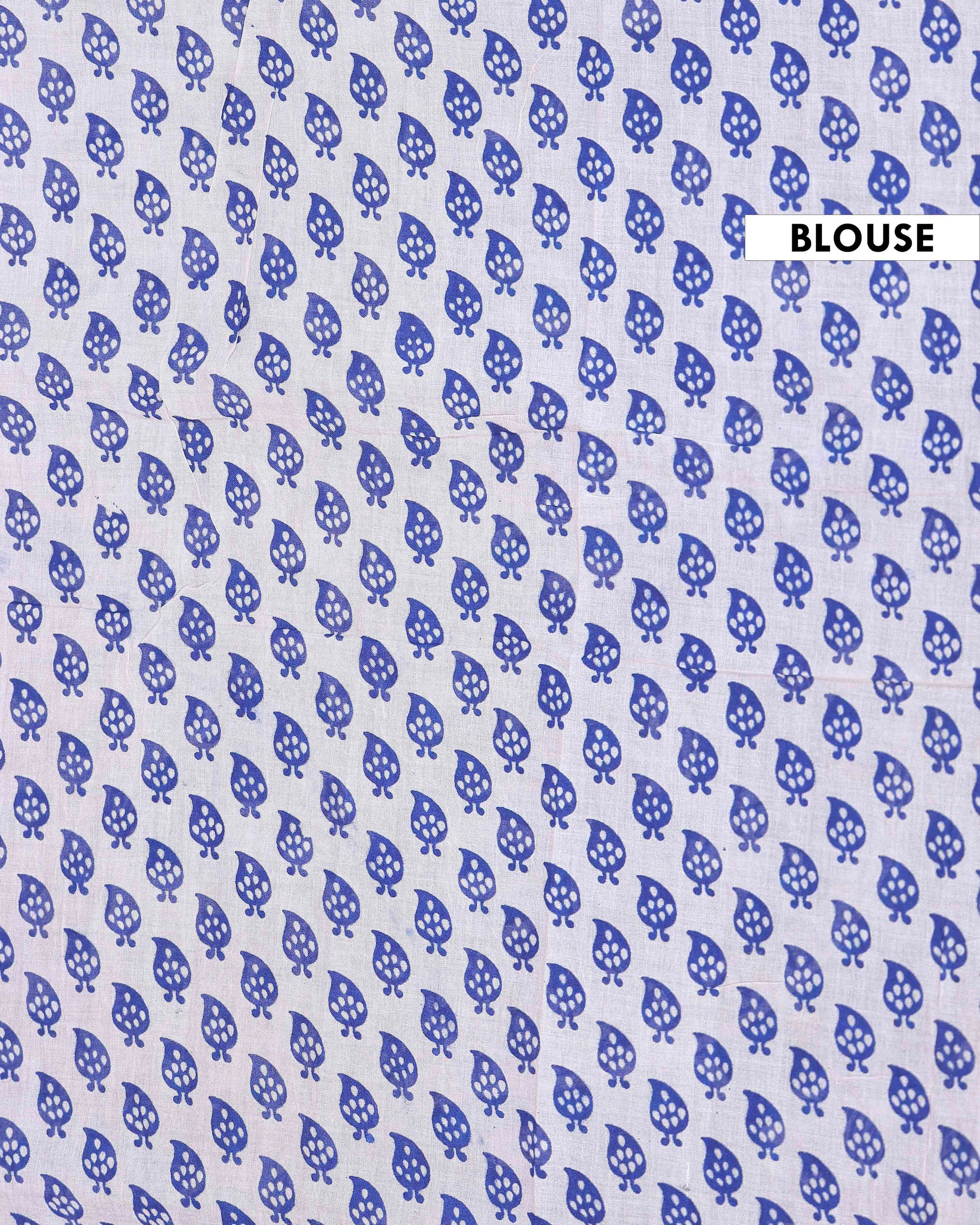 Traditional Kalamkari Cotton Saree with Traditional Paisley and Peacock Motifs - Blue