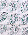 Traditional Kalamkari Cotton Saree with Traditional Peacock & Floral Motifs -Blouse