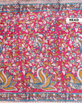 Traditional Kalamkari Cotton Saree with Traditional Peacock and Floral Motif - Pink