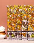 Traditional Kalamkari Cotton Saree with Tree of Life and Peacock Motifs - Orange