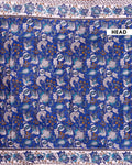 Traditional Kalamkari Cotton Saree with a Classic Floral and Leaf Border - Dark Blue
