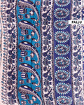 Traditional Kalamkari Hand-Block Printed Cotton Saree with Traditional Floral MotifsB - Navy Blue