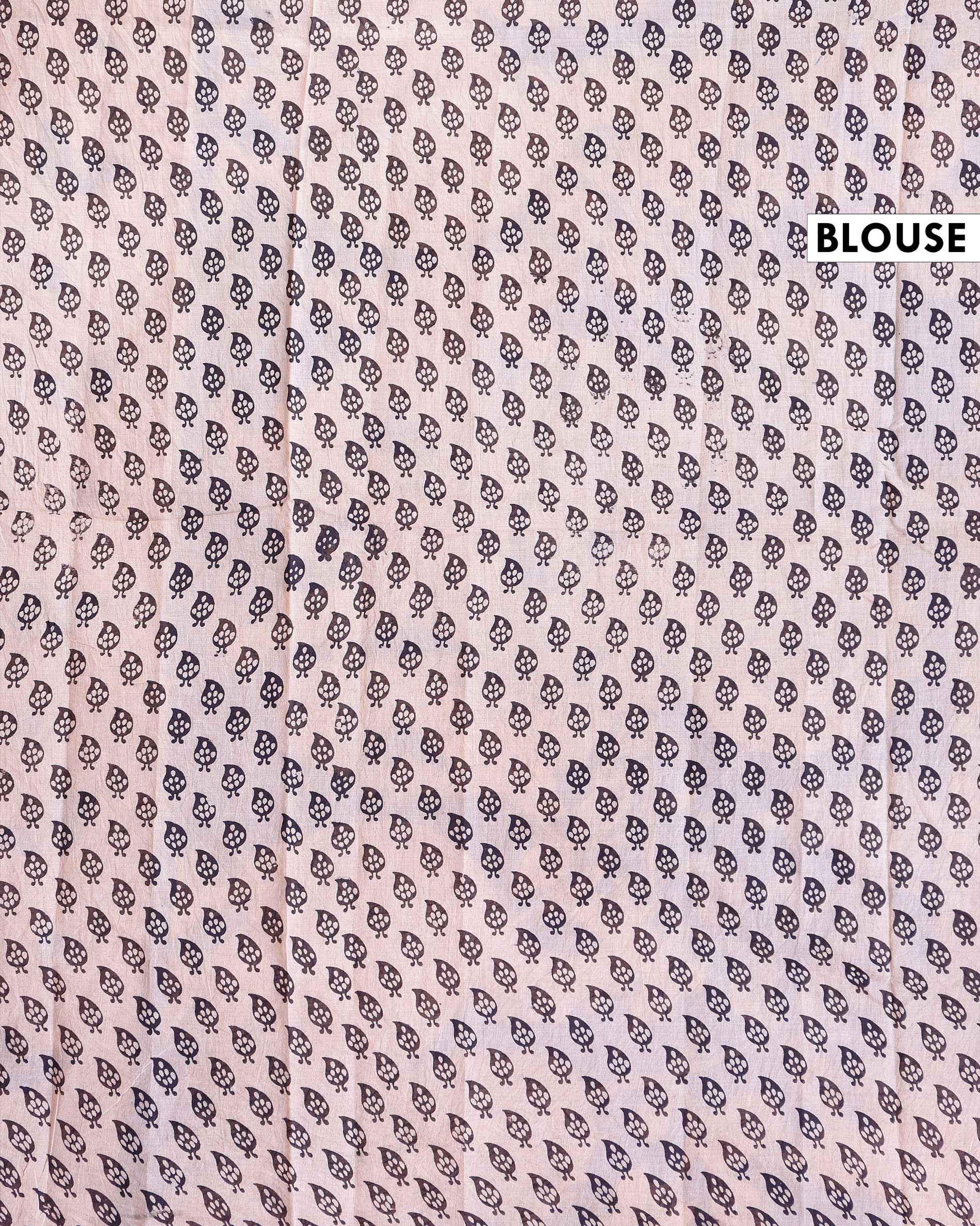 Traditional Kalamkari Hand-Block Printed Cotton Saree with Traditional Floral & Paisley Motifs - Blue