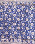 Traditional Kalamkari Hand-Block Printed Cotton Saree with Traditional Floral & Paisley Motifs - Blue