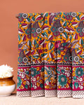 Traditional Kalamkari Hand-Painted Cotton Saree with Detailed Paisley and Floral Patterns- Orange