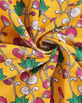 Traditional Kalamkari Hand-Painted Cotton Saree with Floral Motifs - Close