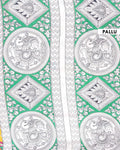 Traditional Kalamkari Hand-Painted Cotton Saree with Floral Motifs - Pallu