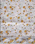 Traditional Kalamkari Hand-Painted Cotton Saree with Intricate Floral Motifs - Blouse