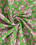Traditional Kalamkari Hand-Printed Cotton Saree with Peacock & Floral Motifs - Close