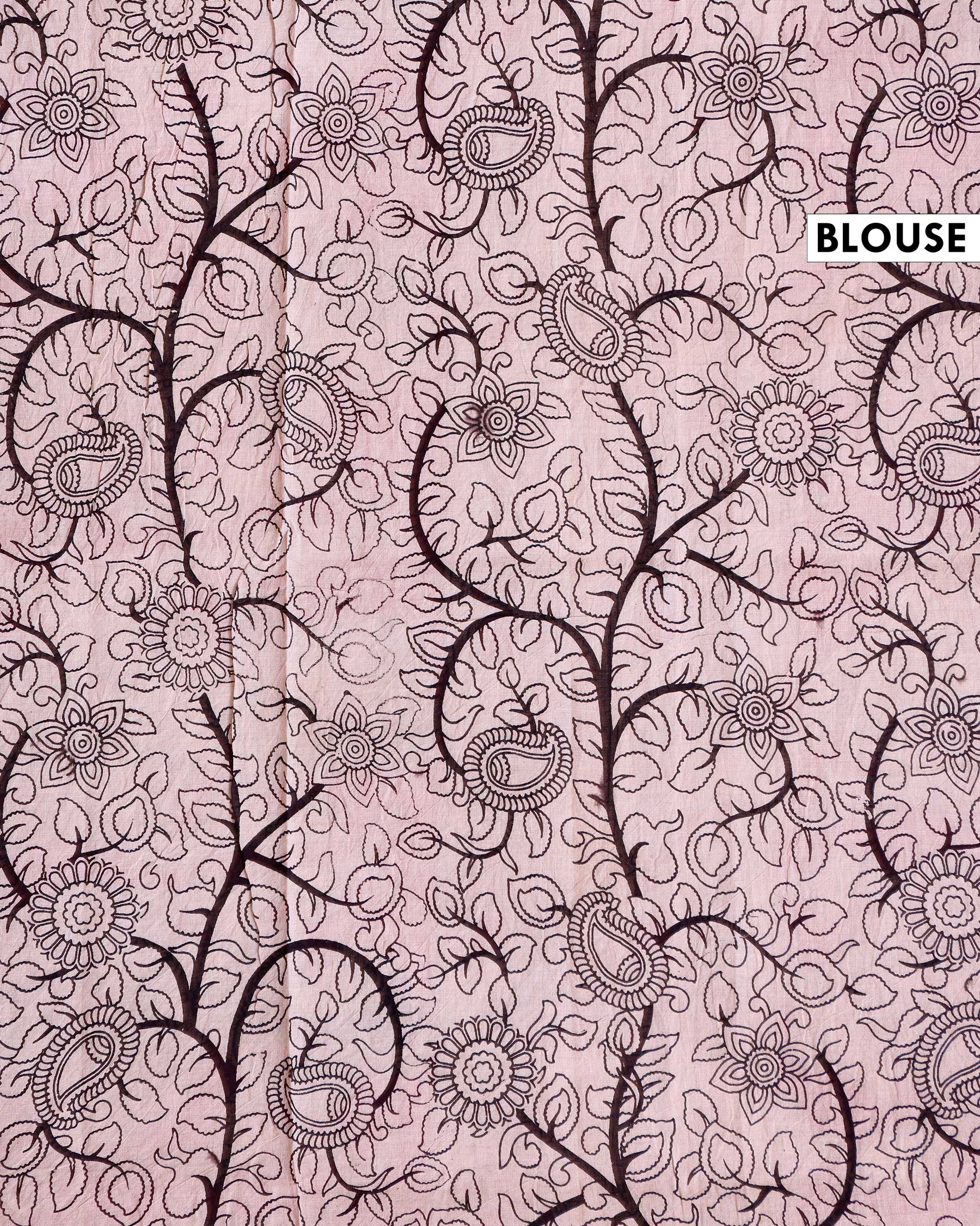 Traditional Kalamkari Hand Painted Cotton Saree with Traditional Peacock and Floral Motifs - Red