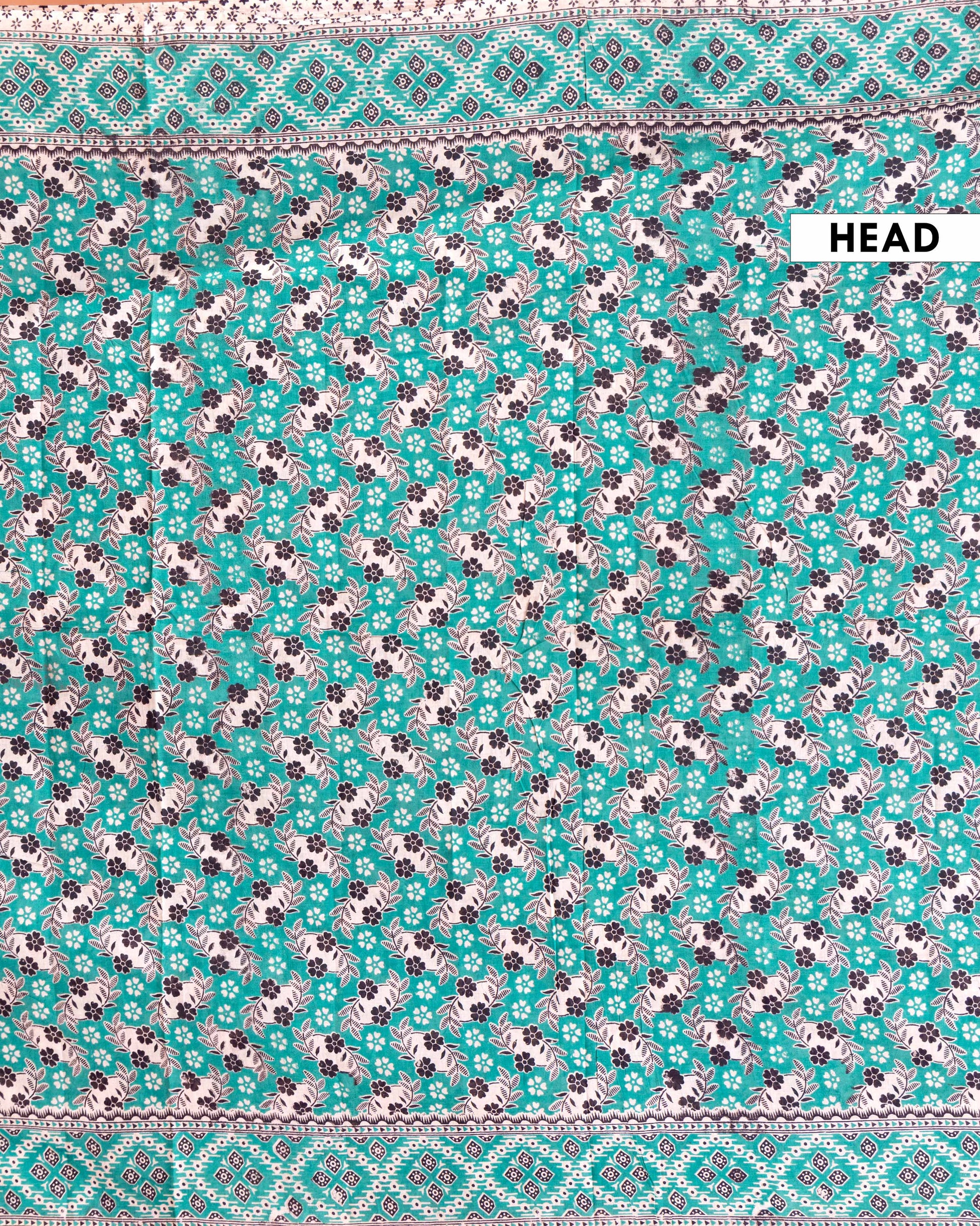 Traditional Kalamkari Handloom Cotton Saree with Detailed Floral Prints - Green