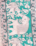 Traditional Kalamkari Handloom Cotton Saree with Detailed Floral Prints - Green