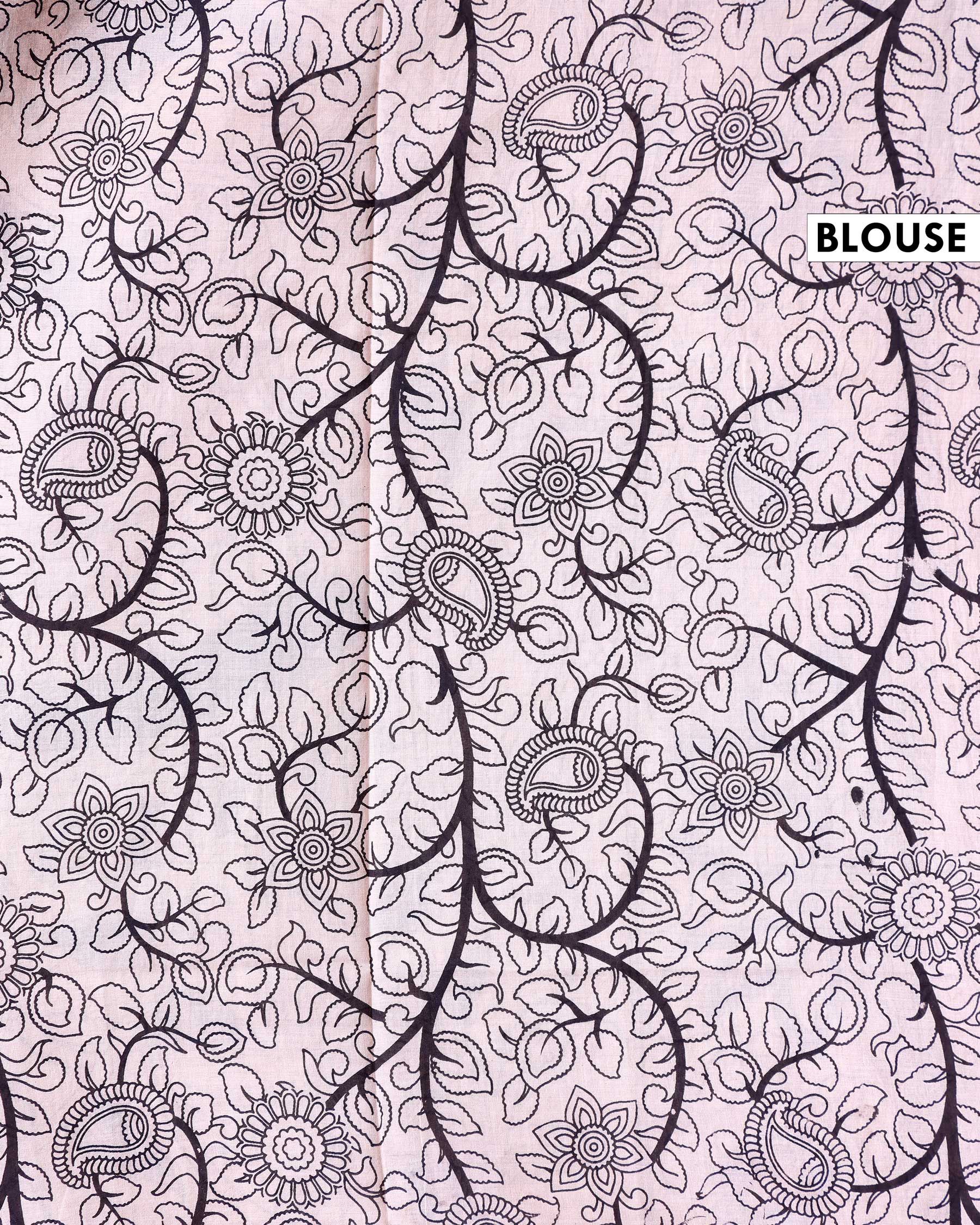 Traditional Kalamkari Printed Cotton Saree Elegant Peacock and Paisley Artwork - Blue