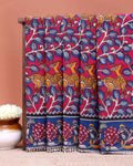 Traditional Kalamkari Printed Cotton Saree Nature and Wildlife Theme - Red