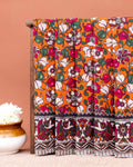 Traditional Kalamkari Printed Cotton Saree with Intricate Folk Peacock Design Border - Orange