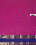 Traditional Kanchi Cotton Saree with Checks and Contrast Temple Border - Purple-Blouse