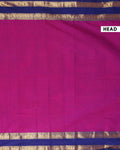 Traditional Kanchi Cotton Saree with Checks and Contrast Temple Border - Purple-Head