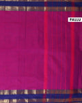 Traditional Kanchi Cotton Saree with Checks and Contrast Temple Border - Purple-Pallu
