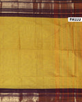Traditional Kanchi Cotton Saree with Rich Zari Woven Border and Elegant Textured Weave - Olive Green-Pallu