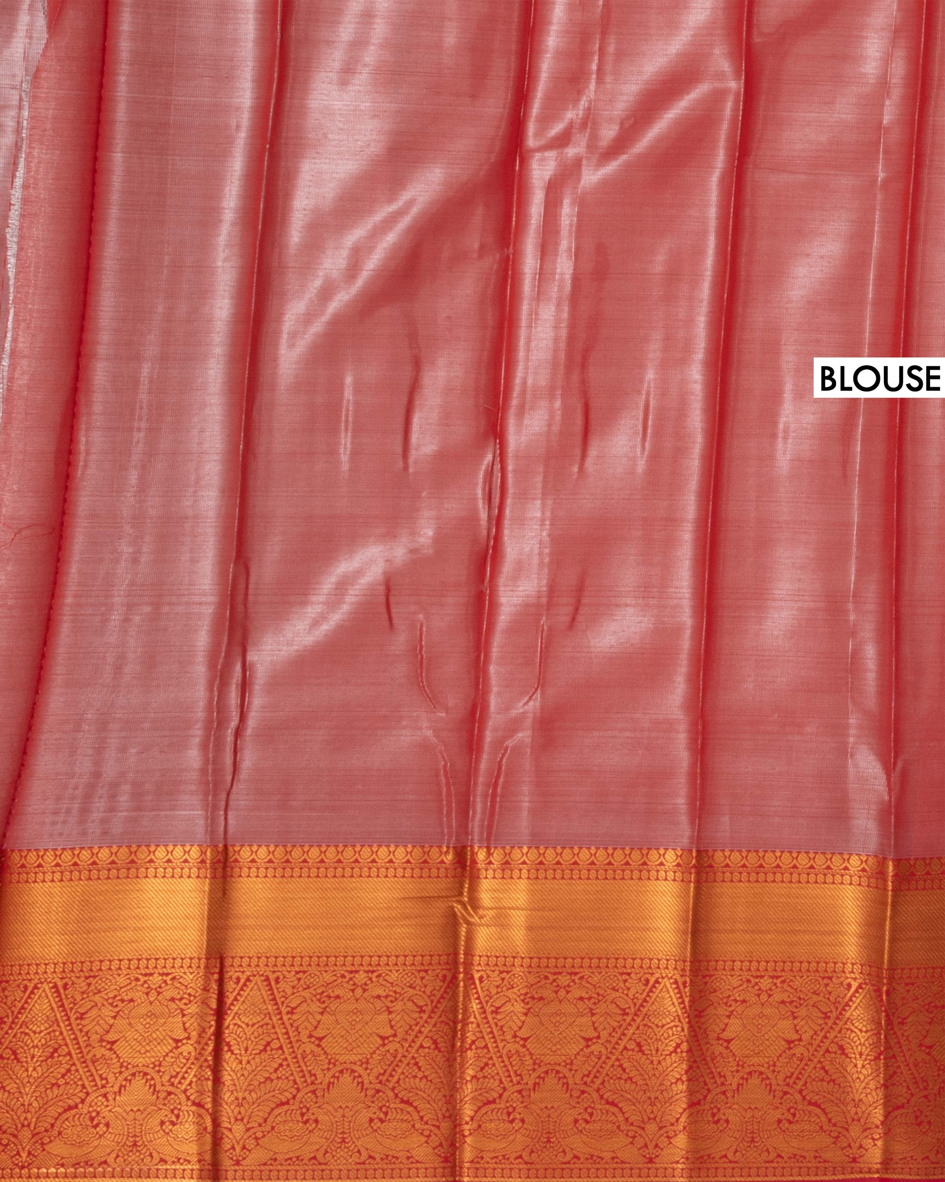Traditional Kanchipuram Tissue Silk Saree with Delicate Floral Brocade and Ornate Zari Border - Blouse