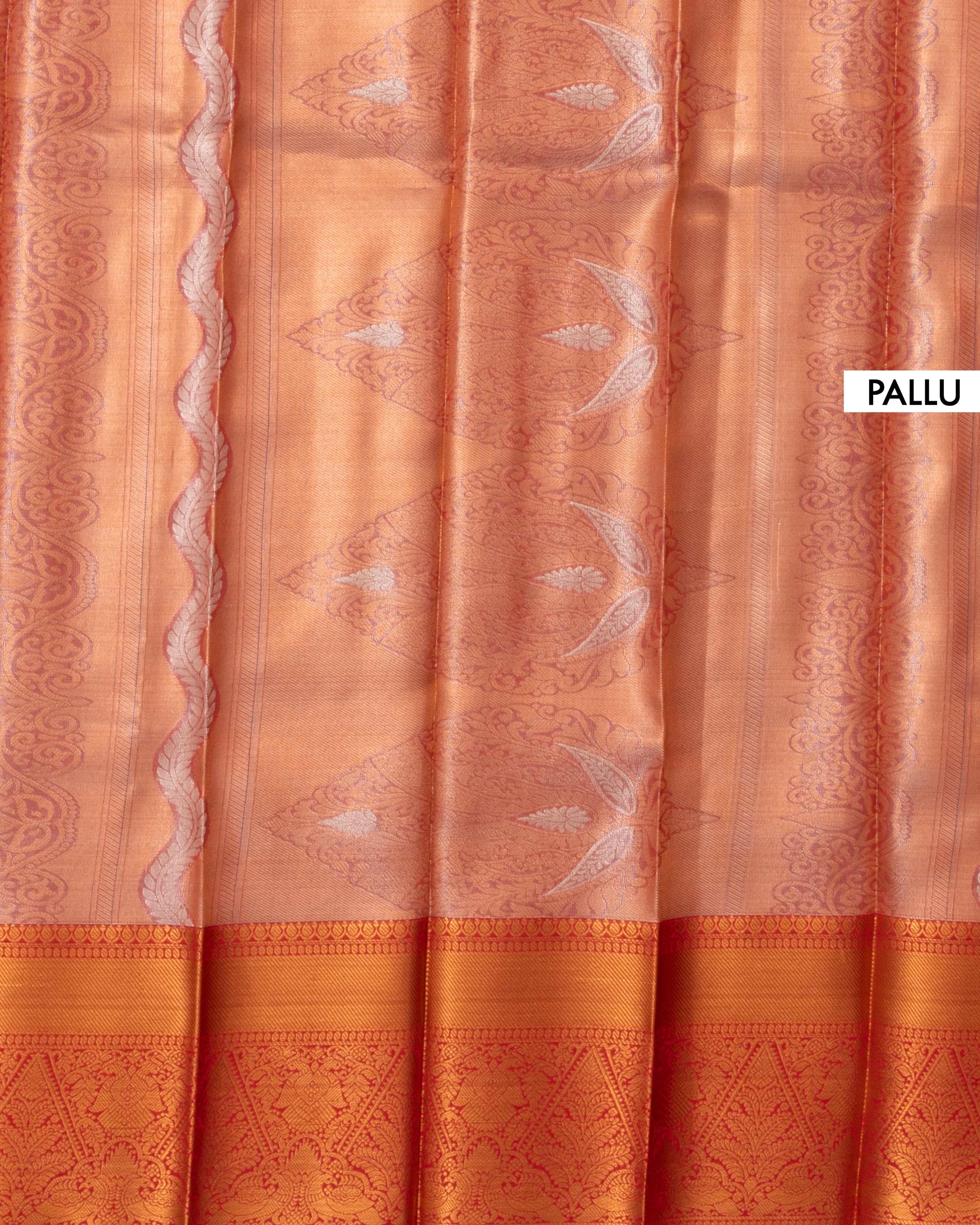 Traditional Kanchipuram Tissue Silk Saree with Delicate Floral Brocade and Ornate Zari Border - Pallu