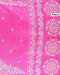 Traditional Kantha Work Saree with Exquisite Hand Embroidery and Ornate Floral Pattern Border - Pink-head