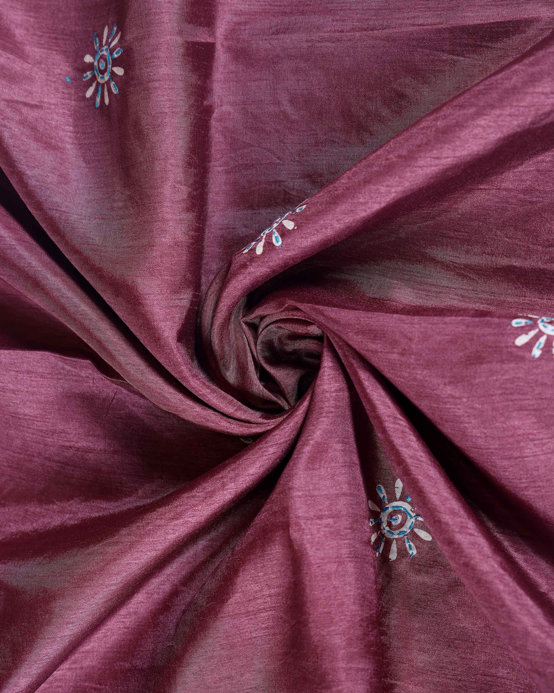 Traditional Kantha Work Saree with Exquisite Hand Embroidery and Ornate Floral Pattern Border - Purple