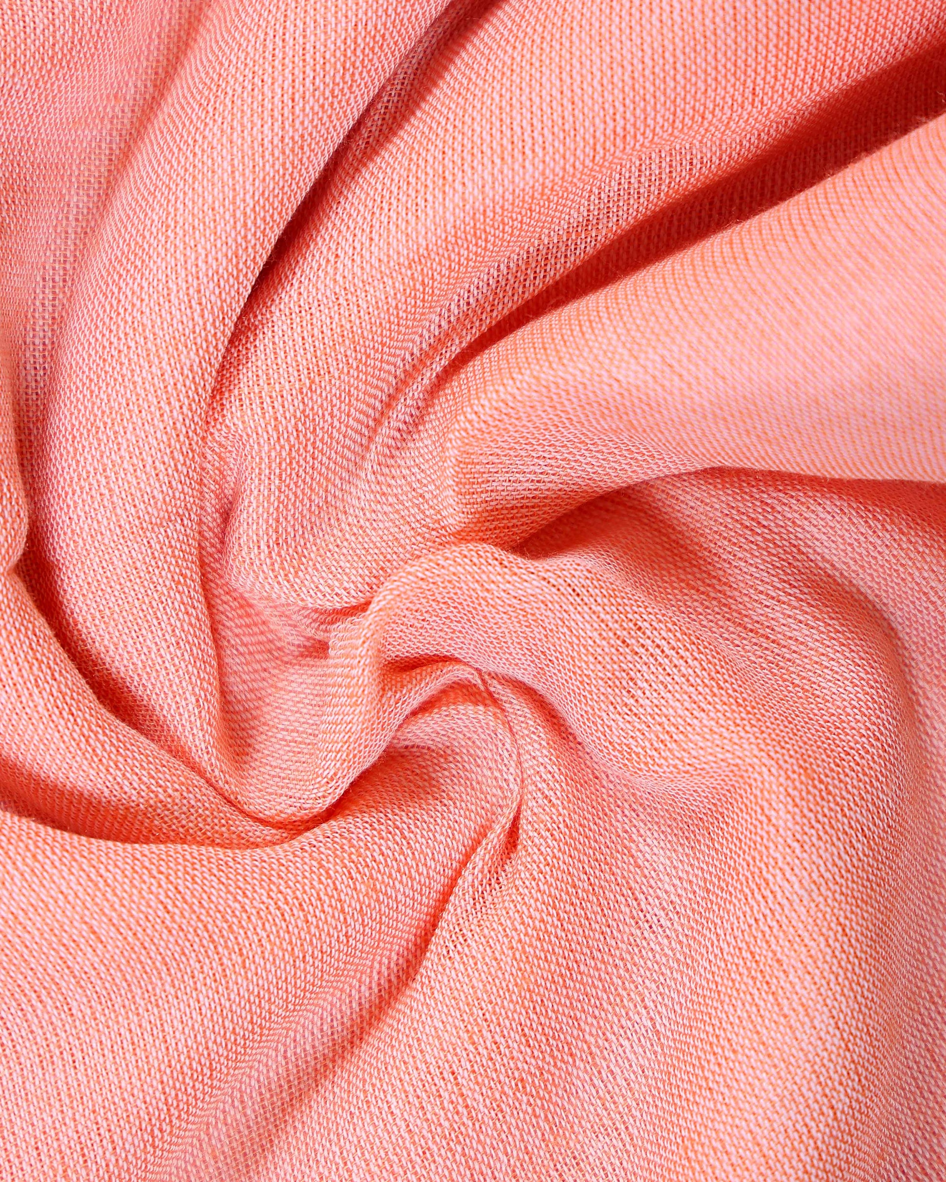 Traditional Khadi Cotton Saree with Contrast Printed Blouse and Tassel Accents - Peach