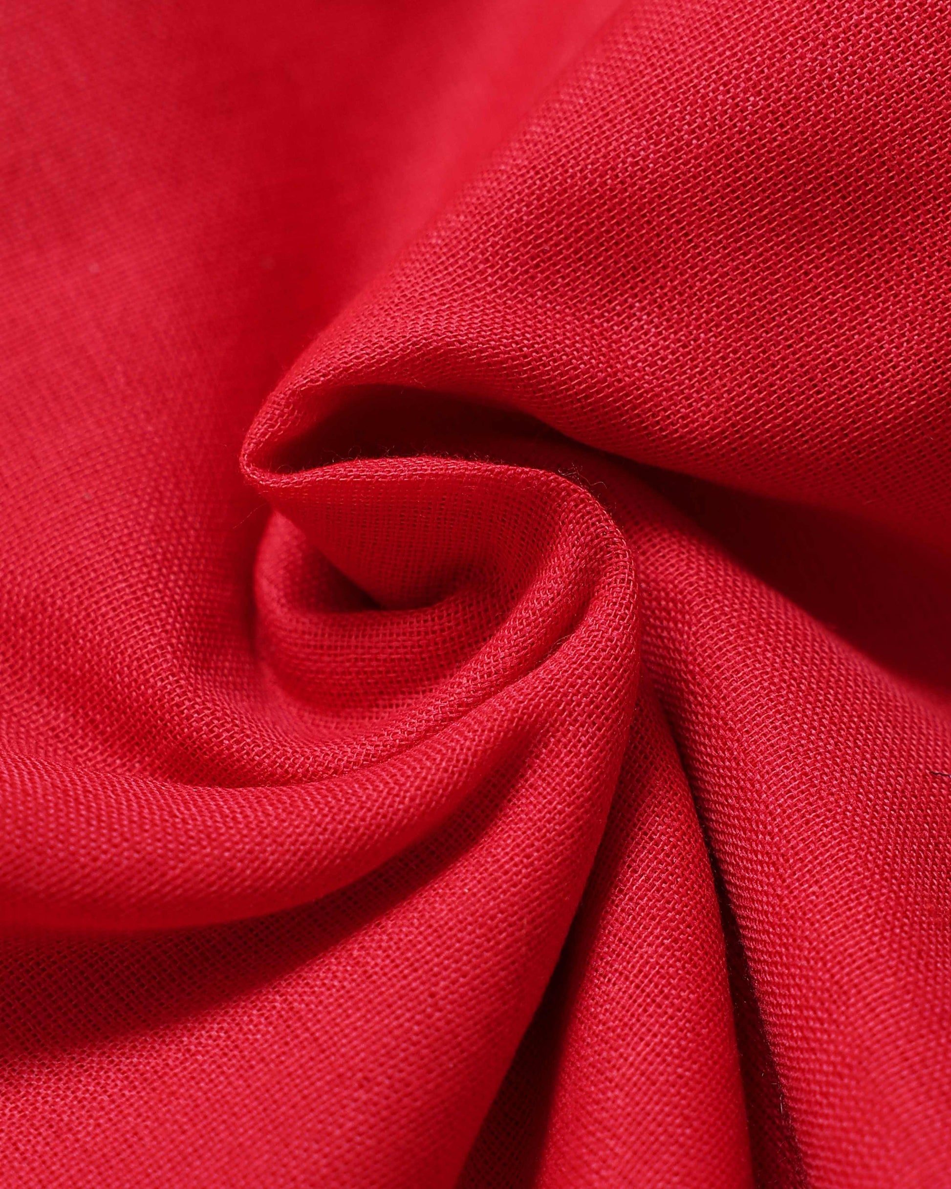 Traditional Khadi Cotton Saree with Contrast Printed Blouse and Tassel Accents -Red
