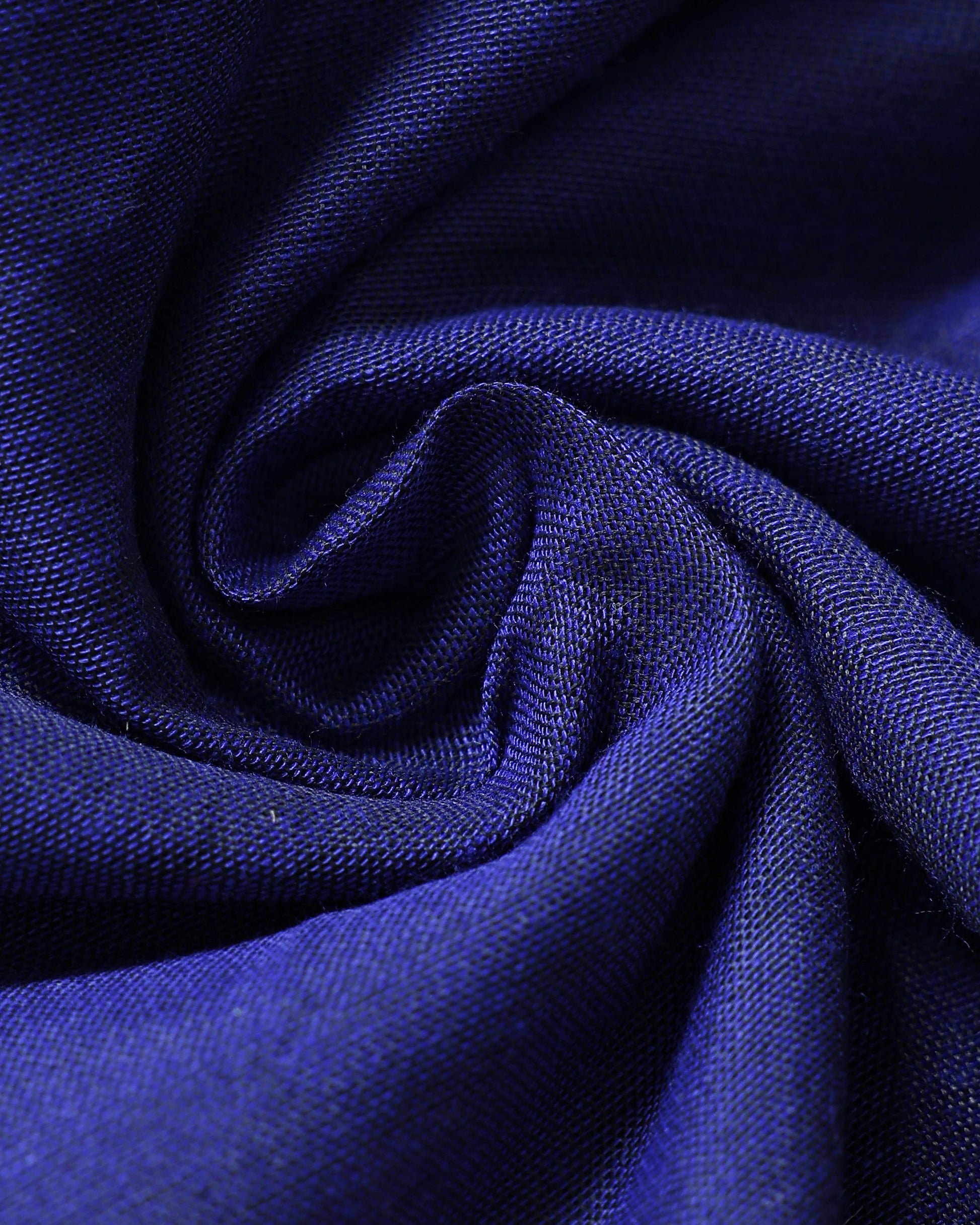 Traditional Khadi Cotton Saree with Contrast Printed Blouse and Tassel Accents - Dark Blue