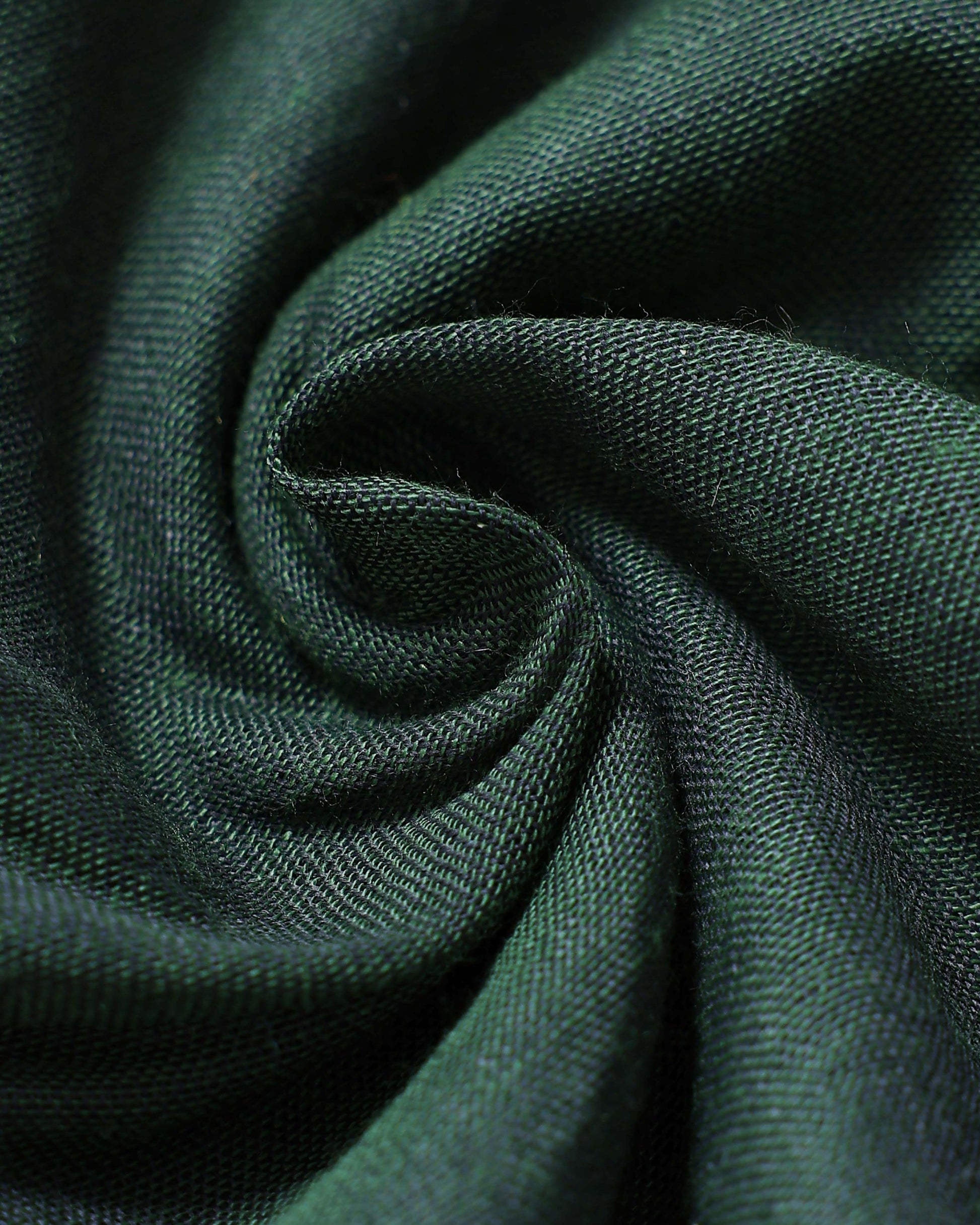 Traditional Khadi Cotton Saree with Contrast Printed Blouse and Tassel Accents - Dark Green