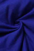 Traditional Khadi Cotton Saree with Contrast Printed Blouse and Tassel Accents - Royal Blue