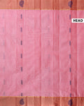Traditional Kovai Cotton Handloom Saree with Contrast Border and Woven Motifs - Pink