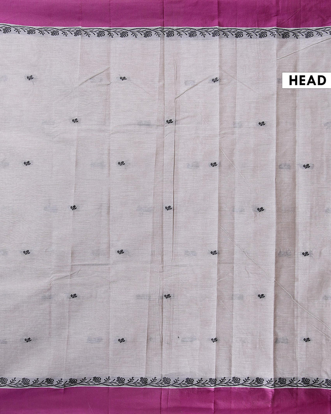 Traditional Kovai Cotton Saree Small Woven Motifs and Contrast Border - Grey