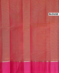 Traditional Kovai Cotton Saree with Contrast Border and Subtle Woven Motifs - Onion Pink