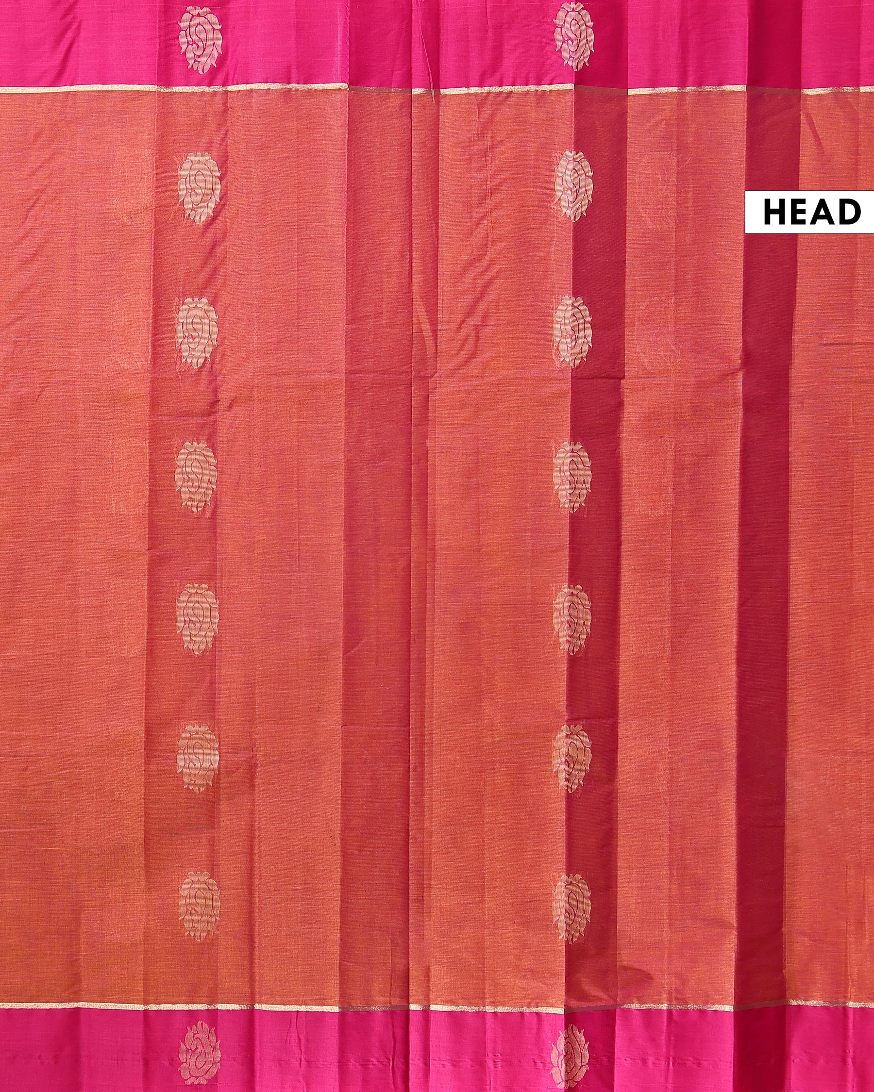 Traditional Kovai Cotton Saree with Contrast Border and Subtle Woven Motifs - Onion Pink