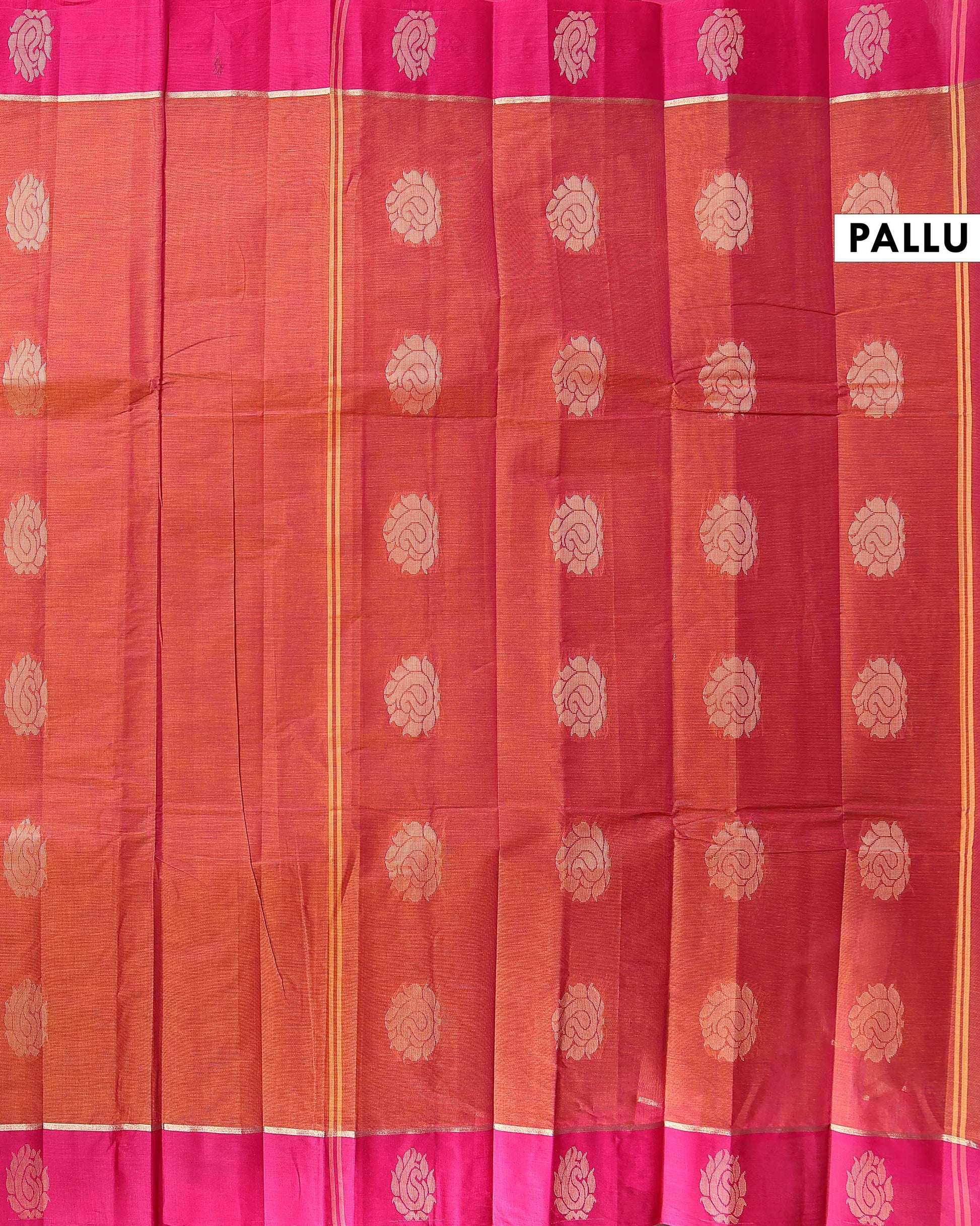 Traditional Kovai Cotton Saree with Contrast Border and Subtle Woven Motifs - Onion Pink