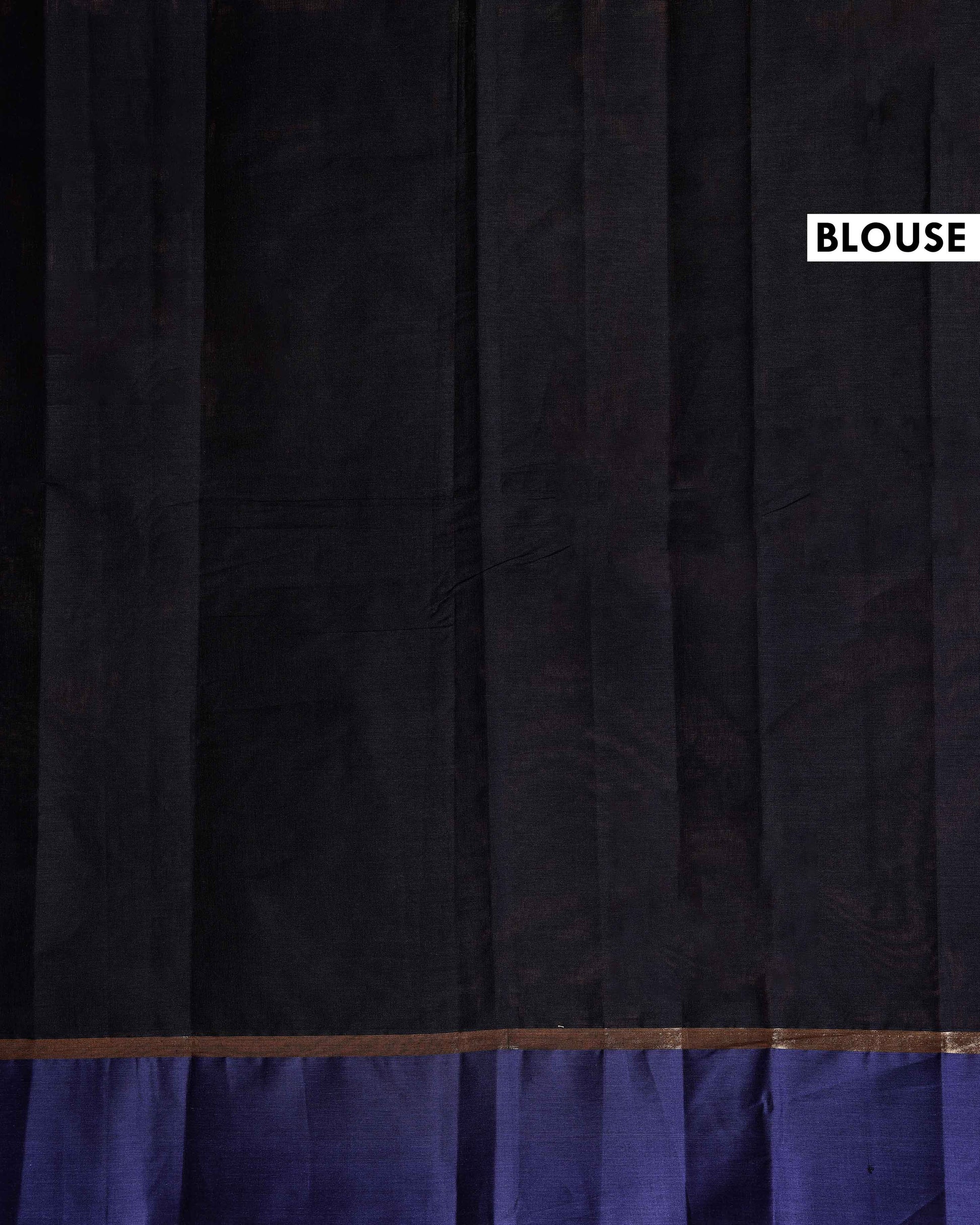 Traditional Kovai Cotton Saree with Contrast Border and Woven Pallu - Black