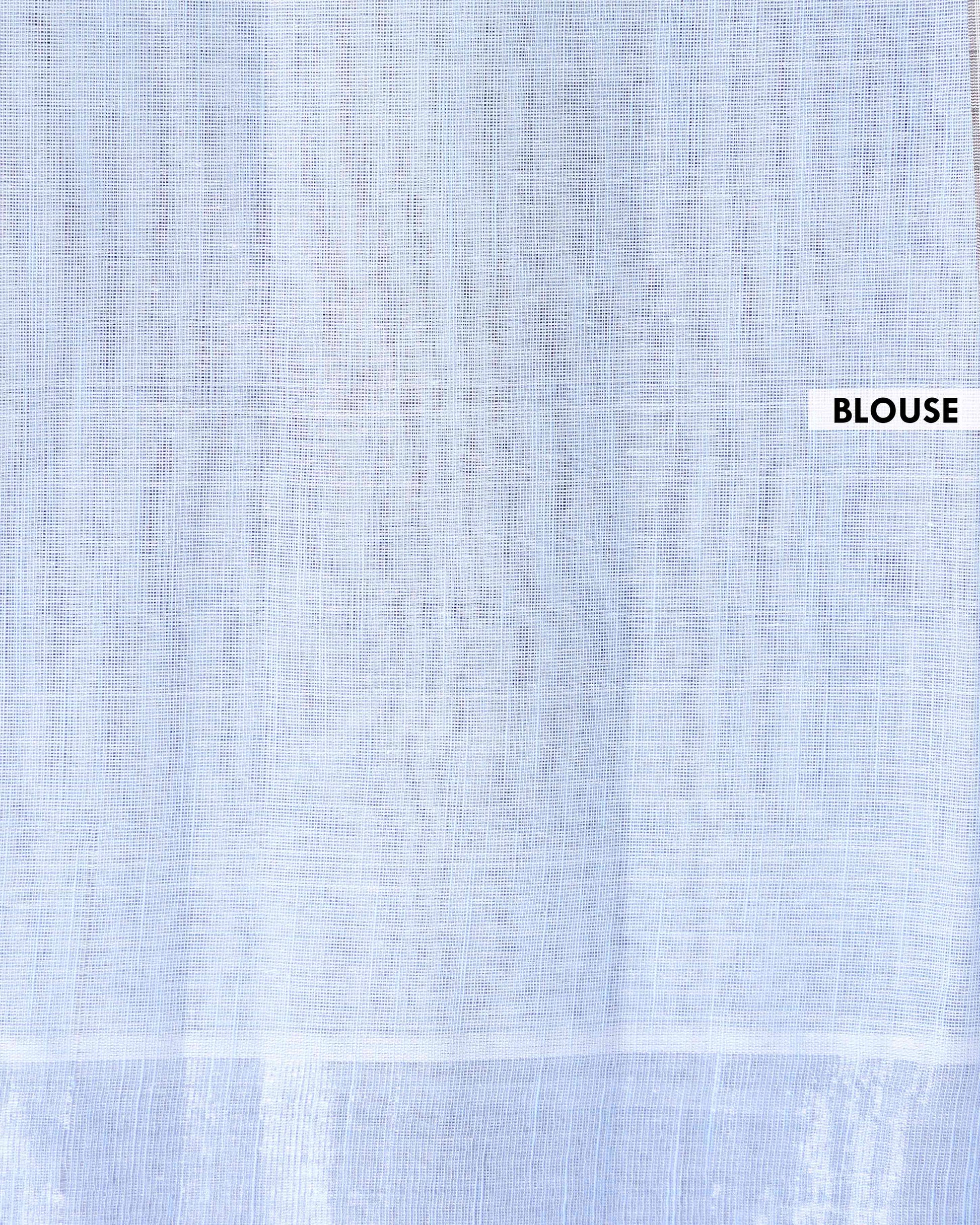Traditional Kovai Cotton Saree with Subtle Woven Stripes - Blue