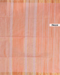 Traditional Kovai Cotton Saree with Subtle Woven Stripes - Peach