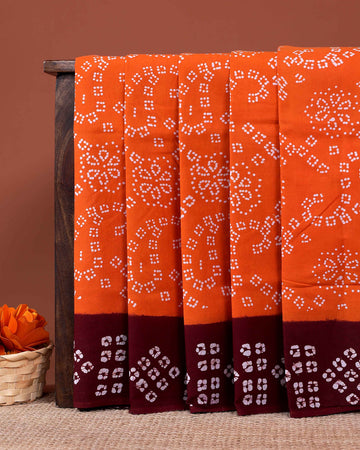Traditional Lightweight  Sungudi Cotton Saree with Dotted Patterns - Orange