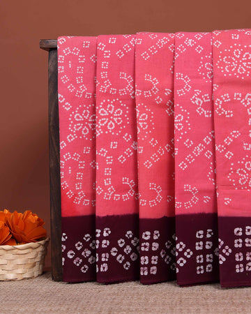 Traditional Lightweight  Sungudi Cotton Saree with Dotted Patterns - Pink